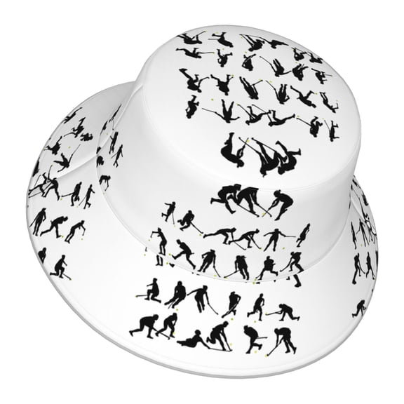 Unisex Field Hockey Bucket Hat Fisherman Cap Reversible Travel Sunhat With Reflective Stripe
