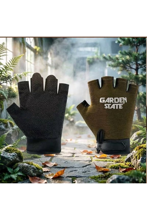 Unisex Fingerless Gloves Garden State Lettering Breathable Hook-and-Loop