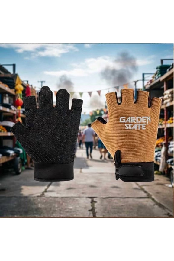 Unisex Fingerless Gloves Garden State Lettering Breathable Hook-and-Loop