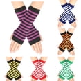thumbnail image 1 of Unisex Fingerless Gloves with Thumb Hole Pinstripe Design Warm Wrist Cuffs, 1 of 3