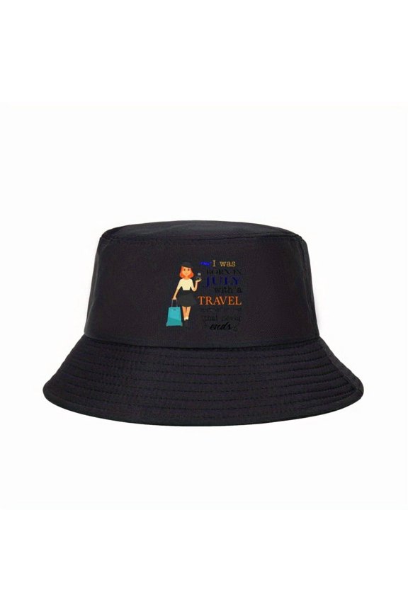 Unisex Fisherman Hat July Birth Month - Breathable, foldable unisex fisherman hat, street style outdoor travel sun hat with logo design, black fishing hat for spring and summer【2D flat printing】