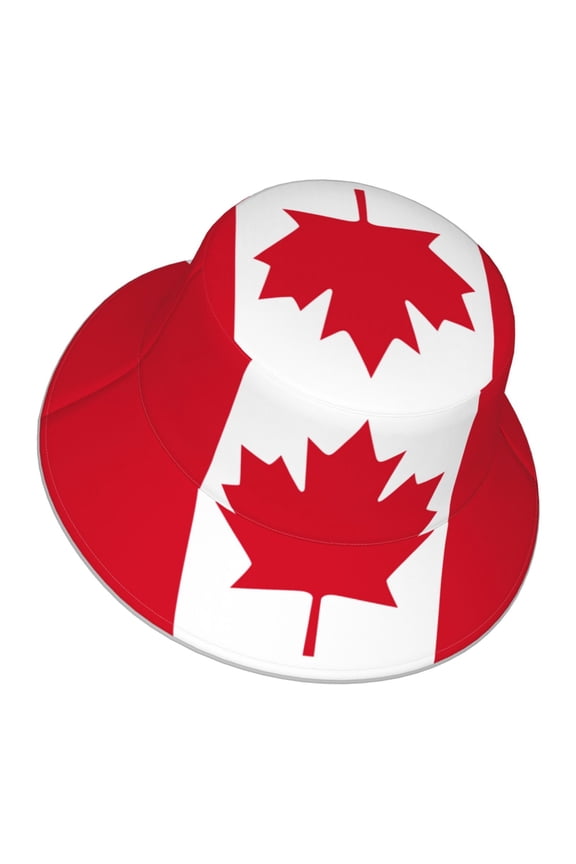 Unisex Flag Of Canada Bucket Hat Fisherman Cap Reversible Travel Sunhat With Reflective Stripe