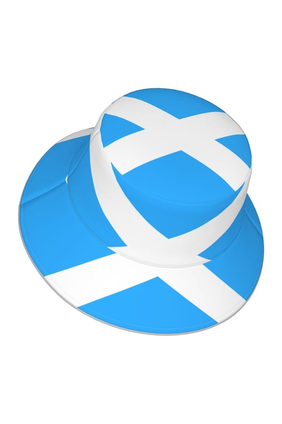 Unisex Flag Of Scotland Bucket Hat Fisherman Cap Reversible Travel Sunhat With Reflective Stripe