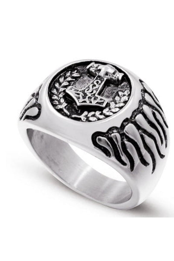 Unisex Ring Flame Wheat Goat Design Electroplated Alloy Band for Men and Women Silver Tone Fashion Jewelry Statement