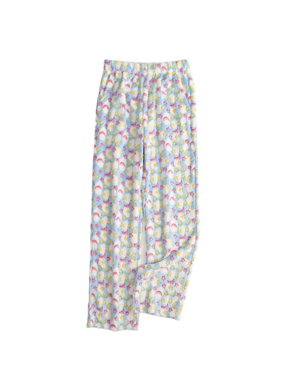 Unisex Flannel Pajama Bottoms Fashion Plaid Printing Casual Loose Elastic Waist Winter Keep Warm Pants Sleepwear with Pocket Loungewear