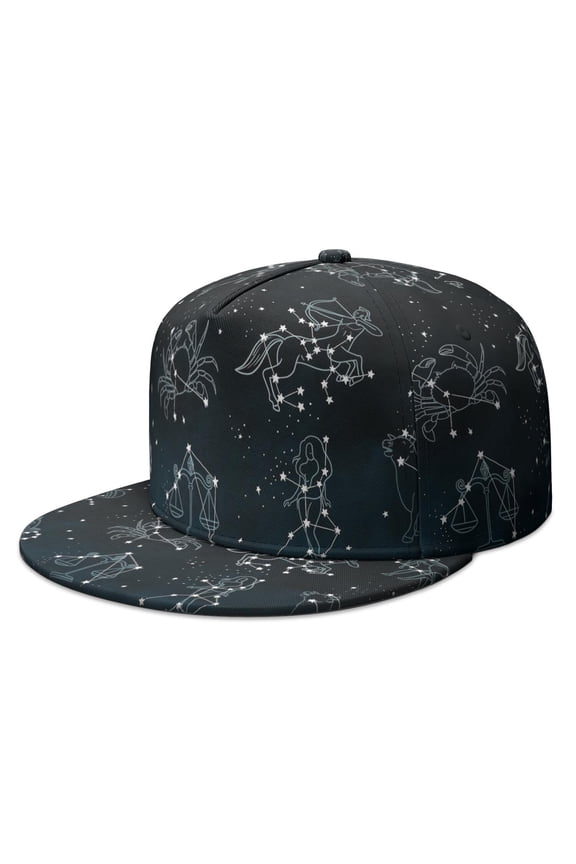 Unisex Flat Bill Cap - Alien Spacecraft Space and Galaxy Aesthetic Starry Night Sky Adjustable Streetwear Hat