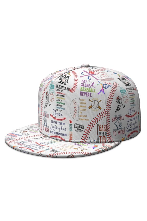 Unisex Flat Brim Snapback Hat - Adjustable Baseball Cap for Men & Women with Sporty Print, Streetwear Style