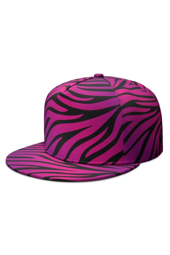 Unisex Flat Brim Snapback Hat - Zebra Print & Rainbow Zebra Stripes Abstract Design | Adjustable Streetwear Cap for Men & Women | Urban Fashion Hip Hop Baseball Cap with Full Panel