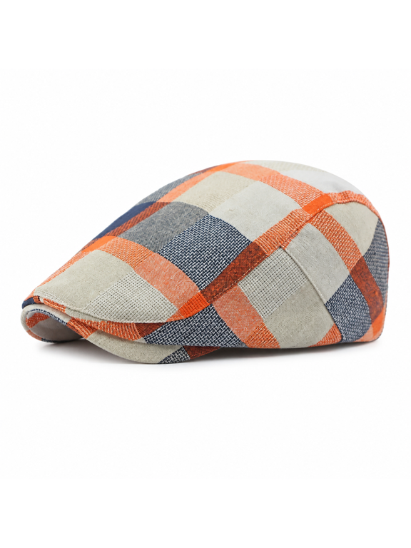 Unisex Flat Cap Newsboy Hat, Plaid Check 8-Panel Adjustable Ivy Cap for Fall Winter Casual Outdoor Wear, One Size Vintage Classic Style by Mikdeno