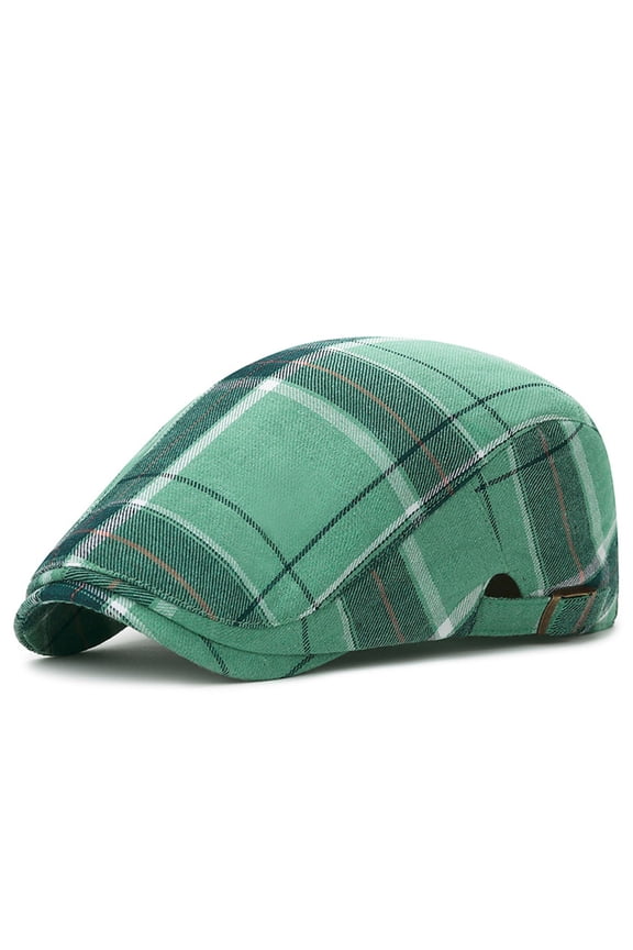 Unisex Flat Cap Newsboy Hats for Men Women Unisex Ancient Hat English Color Check Herringbone Art Head Beret Hat Green
