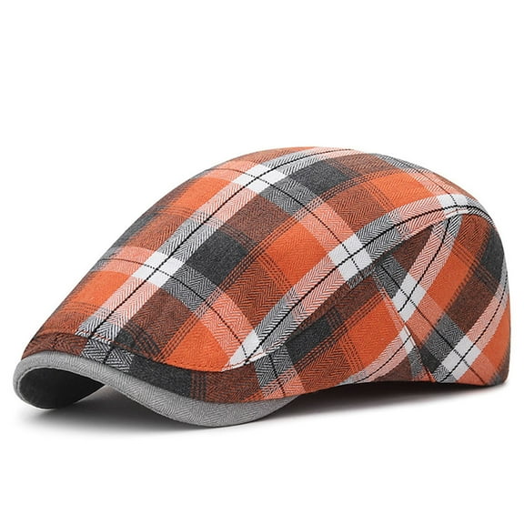 Unisex Flat Cap Newsboy Hats for Men Women Unisex Ancient Hat English Herringbone Art Head Dome Beret Hat Orange