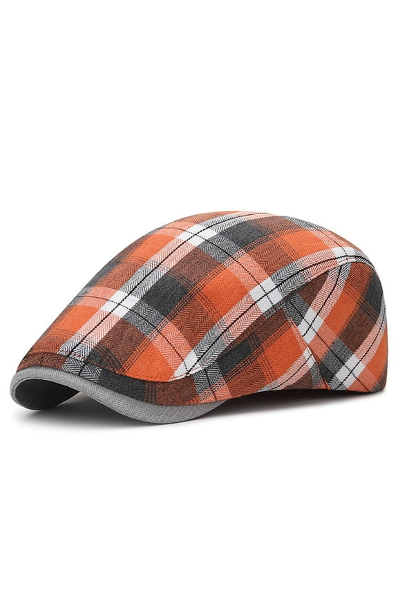 Unisex Flat Cap Newsboy Hats for Men Women Unisex Ancient Hat English Herringbone Art Head Dome Beret Hat Orange
