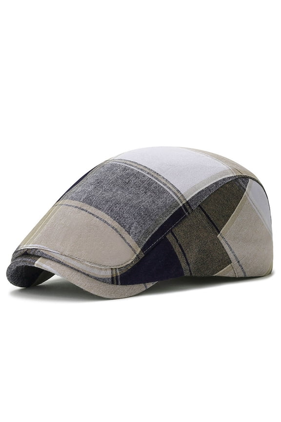 Unisex Flat Cap Newsboy Hats for Men Women Unisex Casual Plaid Handsome Fashion British Gerberet Comfortable Breathable Forward Hat Beige