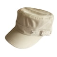 thumbnail image 1 of Unisex Flat Top Hat for Men Women Washed Cotton Cadet Cap Adjustable Vintage Baseball Cap with Back Snap Buckle, 1 of 8