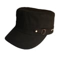 thumbnail image 1 of Unisex Flat Top Hat for Men Women Washed Cotton Cadet Cap Adjustable Vintage Baseball Cap with Back Snap Buckle, 1 of 8