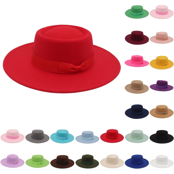 Unisex Flat Wide Brim Warm Hat Retro Style Panama Hat for Sun Protection