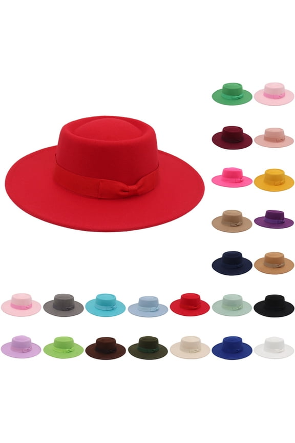 Unisex Flat Wide Brim Warm Hat Retro Style Panama Hat for Sun Protection