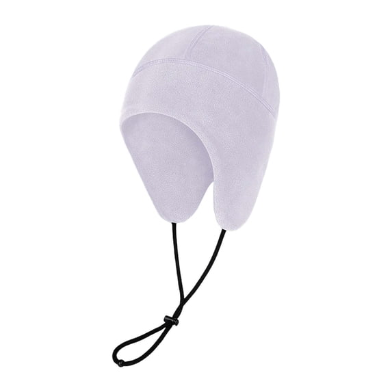 Unisex Fleece Earflap Winter Beanie Adjustable Drawstring Warm Cap Thick Thermal Hat for Cycling Skiing Outdoor Cold‑Weather Head‑Accessory
