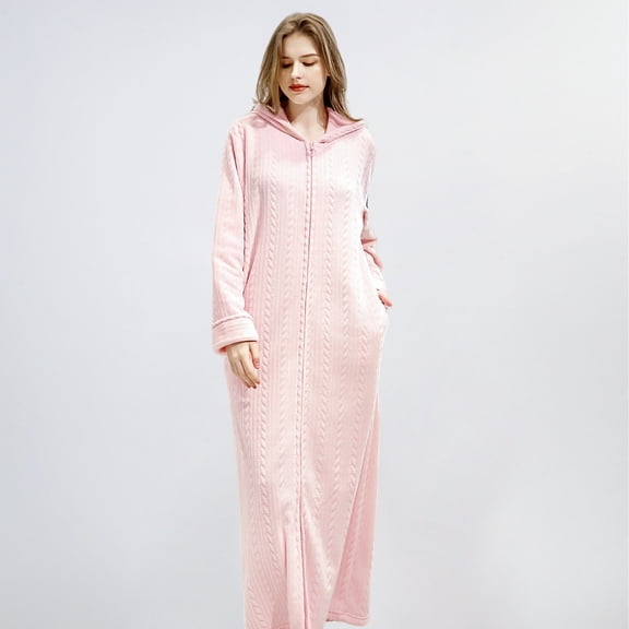 Unisex Fleece Flannel Nightgown – Autumn & Winter Long Warm Plus Size Loungewear for Couples
