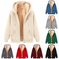 thumbnail image 1 of Unisex Fleece Hooded Winter Jacket Zip Up Warm Coat with Pockets Solid Color Casual Outerwear, 1 of 4