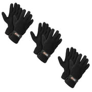 Unisex Fleece Lined Adjustable Warm Winter Gloves (3 Pairs Black)