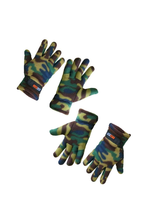 Unisex Fleece Lined Adjustable Warm Winter Gloves (Camouflage 2 Pairs)