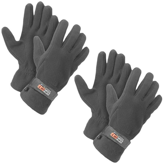 Unisex Fleece Lined Adjustable Warm Winter Gloves (Gray 2 Pairs)