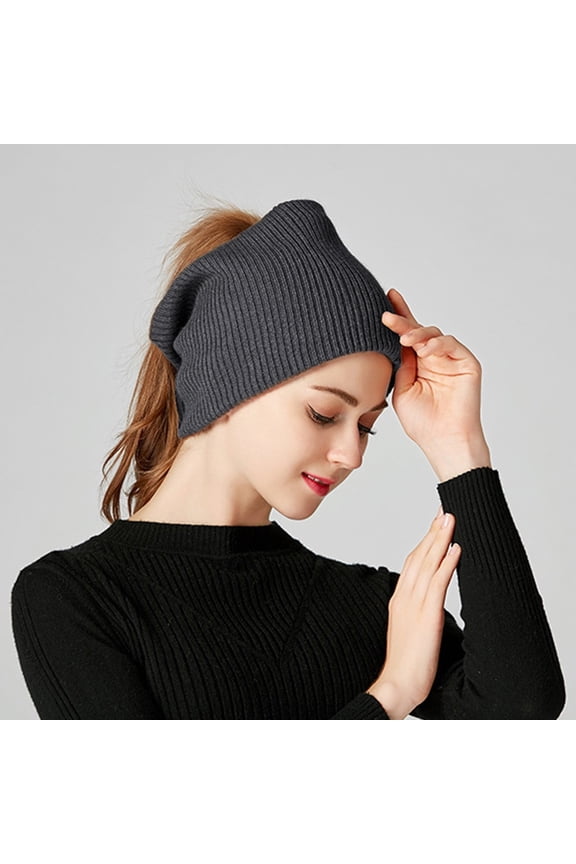 Unisex Fleece Lined Neck Warmer, Winter Knit Scarf Tube, Multifunctional Headband, Double Layer Cold Protection, Soft Acrylic Wool Scarf, Outdoor Sports Neck Gaiter - Dark Gray