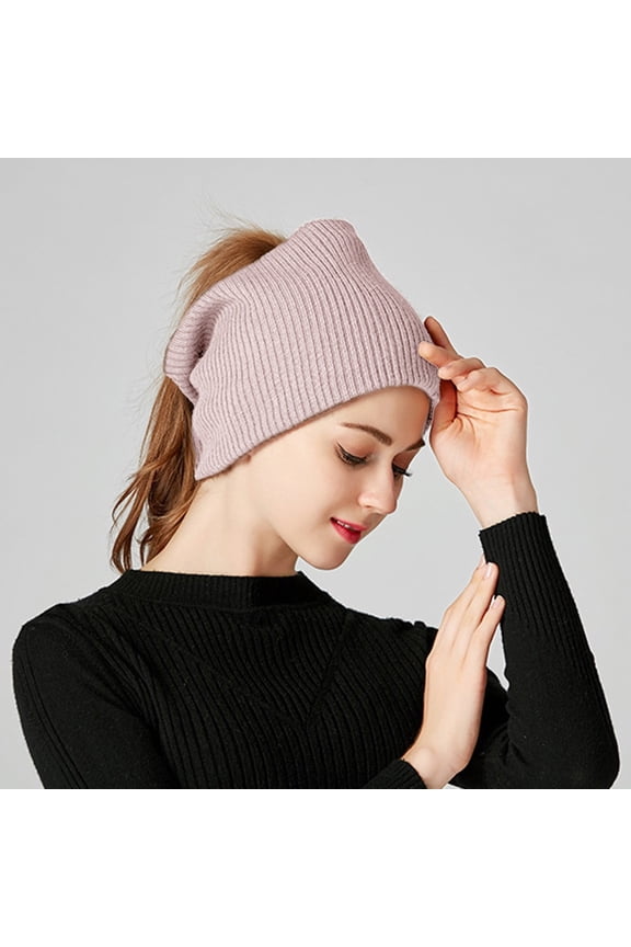 Unisex Fleece Lined Neck Warmer, Winter Knit Scarf Tube, Multifunctional Headband, Double Layer Cold Protection, Soft Acrylic Wool Scarf, Outdoor Sports Neck Gaiter - Pink