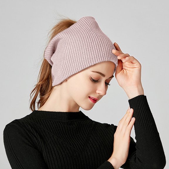 Unisex Fleece Lined Neck Warmer, Winter Knit Scarf Tube, Multifunctional Headband, Double Layer Cold Protection, Soft Acrylic Wool Scarf, Outdoor Sports Neck Gaiter - Pink