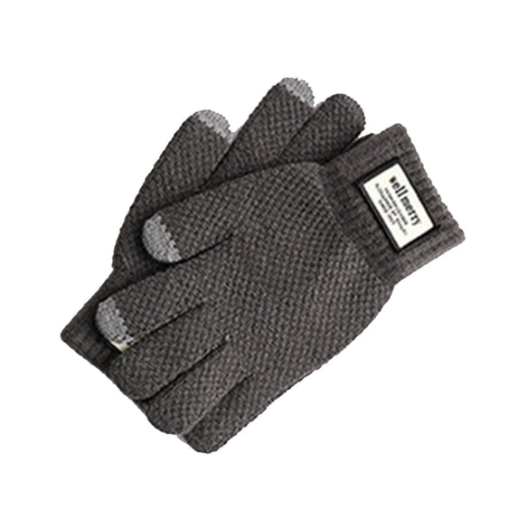Unisex Fleece Lined Touchscreen Winter Gloves, Elastic Windproof Knitted Thermal Mitts, Sensitive Finger Tip Design Warm Hand Covers for Running Cycling Driving Outdoor Cold Weather Use