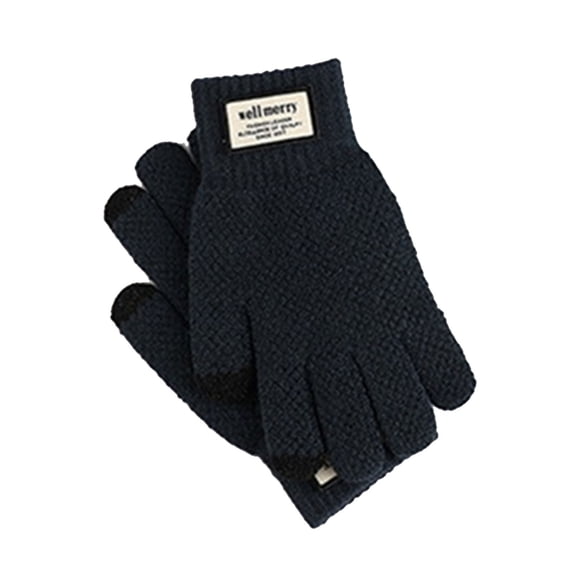 Unisex Fleece Lined Touchscreen Winter Gloves, Elastic Windproof Knitted Thermal Mitts, Sensitive Finger Tip Design Warm Hand Covers for Running Cycling Driving Outdoor Cold Weather Use