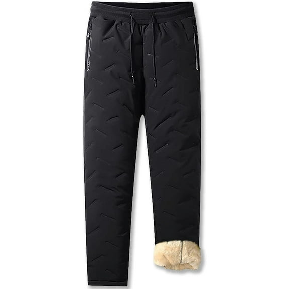 Unisex Fleece-Lined Waterproof Pants,Snow Pants Men,Warm Fleece Joggers for Men Women