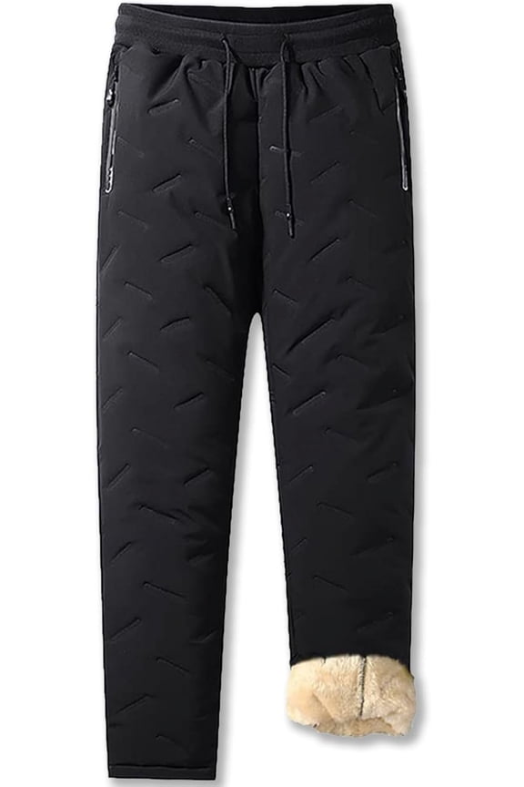 Unisex Fleece-Lined Waterproof Pants,Snow Pants Men,Warm Fleece Joggers for Men Women