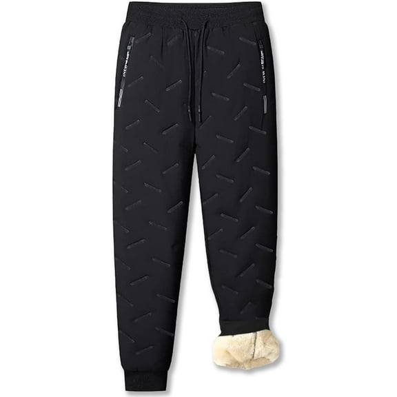 Unisex Fleece-Lined Waterproof Pants,Snow Pants Men,Warm Fleece Joggers for Men Women