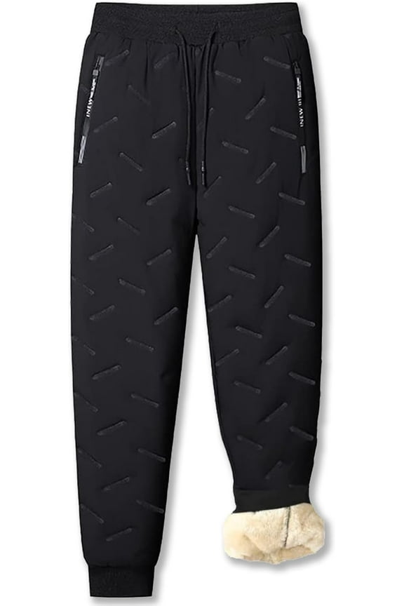 Unisex Fleece-Lined Waterproof Pants,Snow Pants Men,Warm Fleece Joggers for Men Women