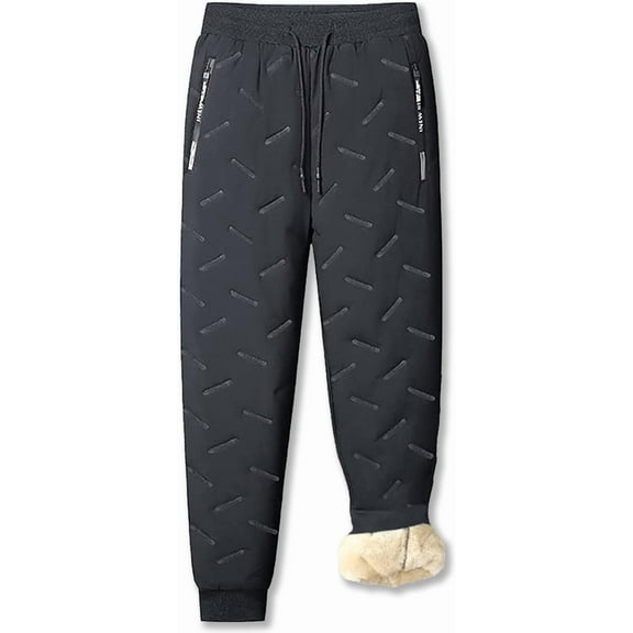 Unisex Fleece-Lined Waterproof Pants - Warm Waterproof Joggers for Men & Women, Winter Sweatpants with Zip Pockets for Hiking, Skiing, Outdoor Activities