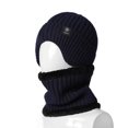 thumbnail image 1 of Unisex Fleece-Lined Winter Beanie with Earflaps, Elastic Knitted Hat + Neck Warmer Two-Piece Set for Cold Weather, 1 of 9
