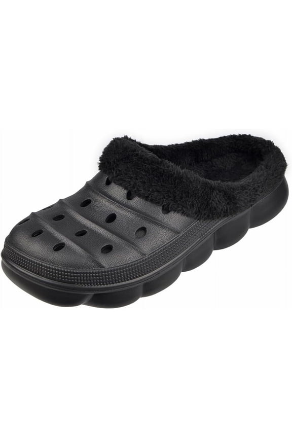 Unisex Fleece Lined Winter Clogs for Men Women, Warm Breathable Anti-Slip Garden Mule Shoes