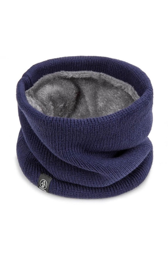 Unisex Fleece Neck Gaiter, Winter Warm Scarf, Outdoor Cold Weather Neck Warmer, Double Layer Neck Cover, Windproof Winter Wrap, Skiing Cycling Neck Protection - Navy