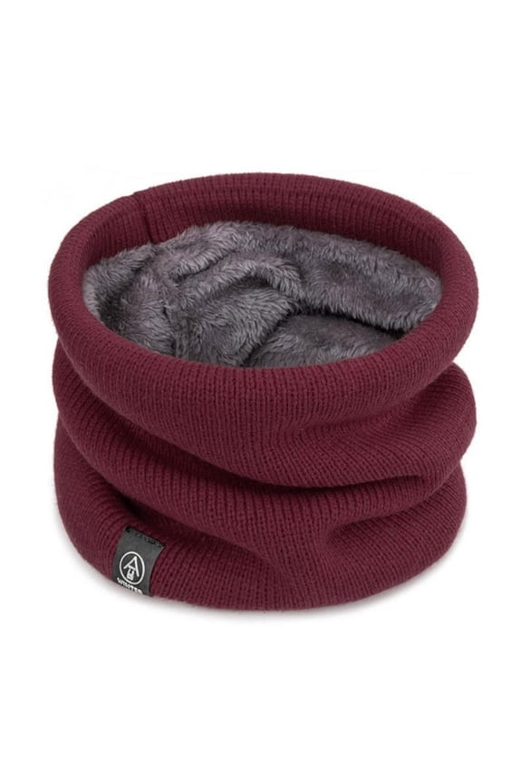 Unisex Fleece Neck Gaiter, Winter Warm Scarf, Outdoor Cold Weather Neck Warmer, Double Layer Neck Cover, Windproof Winter Wrap, Skiing Cycling Neck Protection - Wine