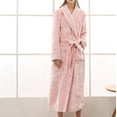 thumbnail image 1 of Unisex Fleece Robes, Women Soft Long Winter Cozy Warm Bathrobes Comfy House Coat Knitted Maxi Sleepwear New Oversized Sleepshirts Pinky XL, 1 of 5
