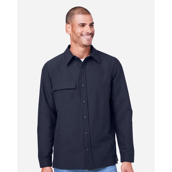 Harriton M72 Unisex Flex Twill Overshirt-Dark Navy-S