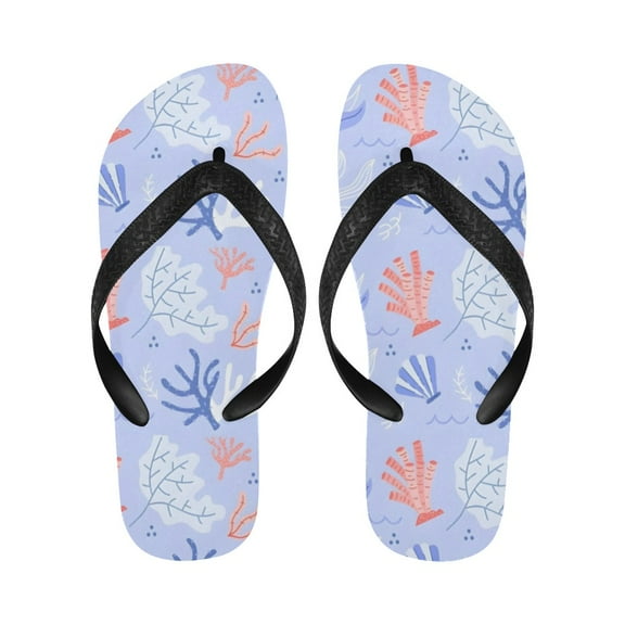 Unisex Flip Flops - Summer Beach Sandals - Blue Coral - S=W7/W8=M6/M7