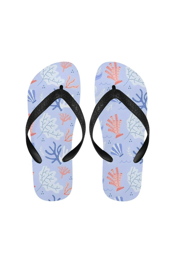 Unisex Flip Flops - Summer Beach Sandals - Blue Coral - XL=W13/W14=M12/M13