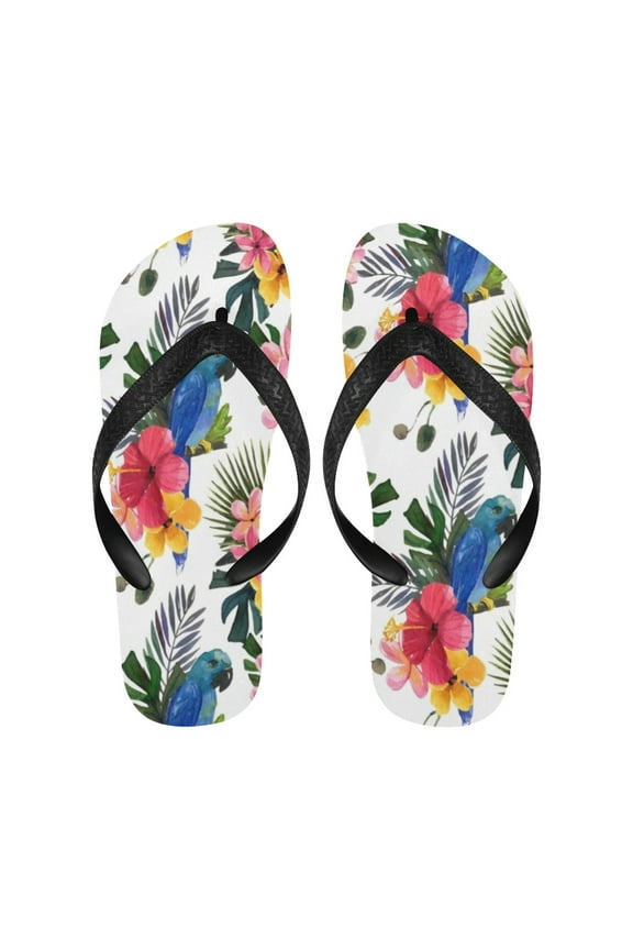 Unisex Flip Flops - Summer Beach Sandals - Blue Parrot - S=W7/W8=M6/M7