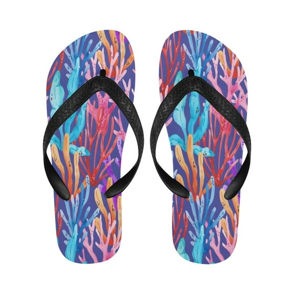 Unisex Flip Flops - Summer Beach Sandals - Painted Coral - S=W7/W8=M6/M7