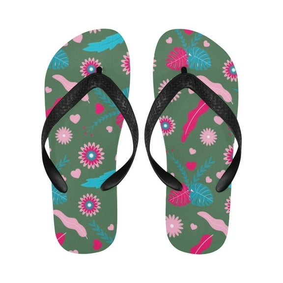 Unisex Flip Flops - Summer Beach Sandals - Pink Eucalyptus - S=W7/W8=M6/M7