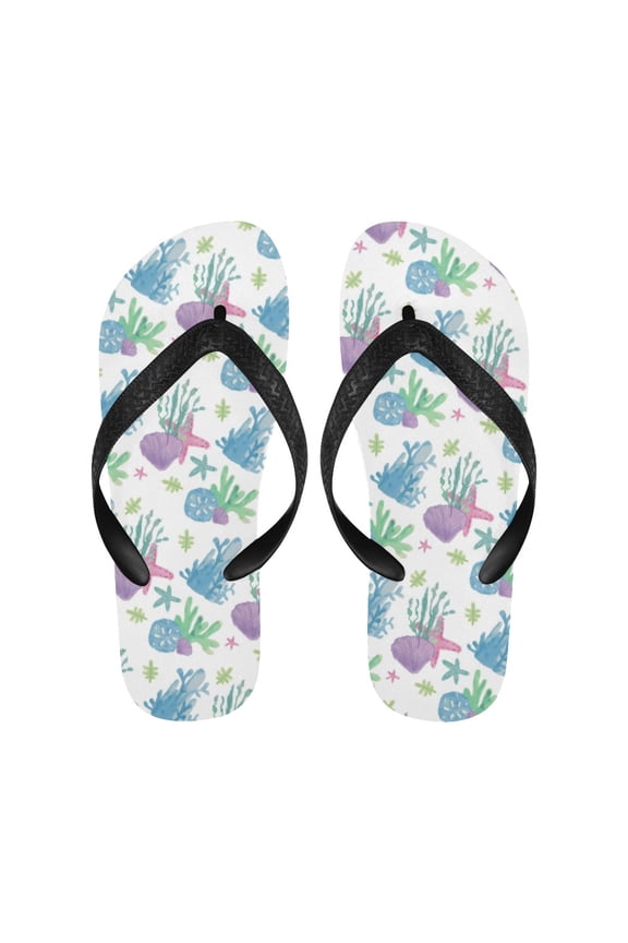 Unisex Flip Flops - Summer Beach Sandals - Starfish Coral - XL=W13/W14=M12/M13