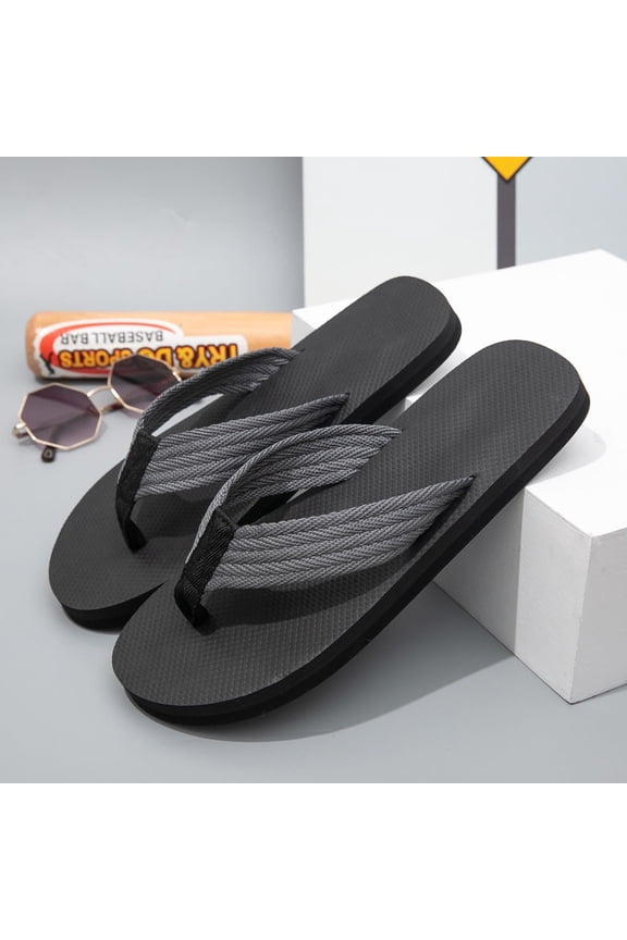 Unisex Flip Flops Woven Strap Non-slip EVA Sandals Summer Beach Lightweight Comfort Footwear Gray 38